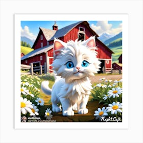 White Kitten On A Farm Art Print