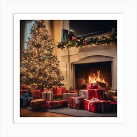 Christmas Tree With Presents 30 Art Print