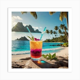 Tropical Drink On The Beach 2 Art Print