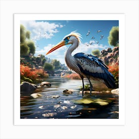 Bird In The Water Art Print