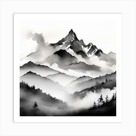 Firefly An Illustration Of A Beautiful Majestic Cinematic Tranquil Mountain Landscape In Neutral Col (14) Art Print