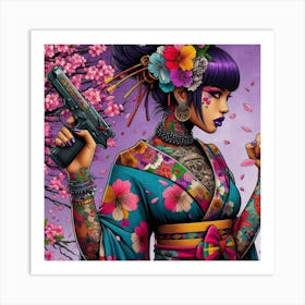 Japanese Girl With Gun 6 Art Print
