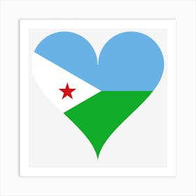 Heart Love Flag Djibouti Star Africa East Africa Art Print