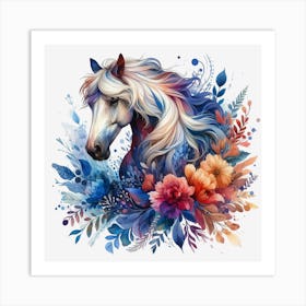 Horse With Flowers 4 Art Print