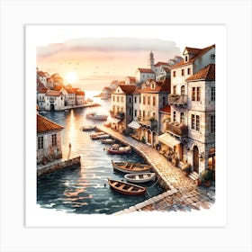 Croatian Village At Sunset Art Print