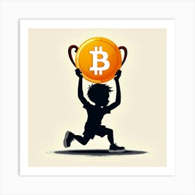 Boy Holding A Bitcoin Art Print