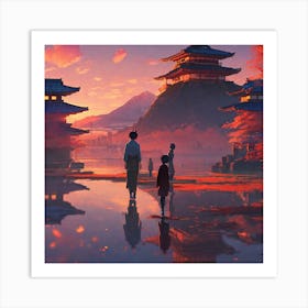 Sunset In Kyoto Art Print