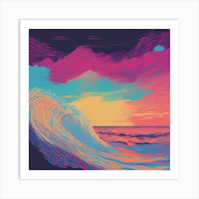 Minimalism Masterpiece, Trace In The Waves To Infinity + Fine Layered Texture + Complementary Cmyk C (23) Art Print