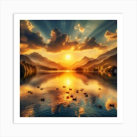 Sunset In The Mountains Art Print