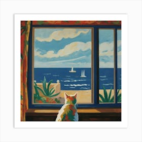Cat Looking Out The Window 8 Art Print