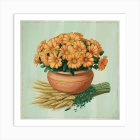 Vintage Chrysanthemums Art Print