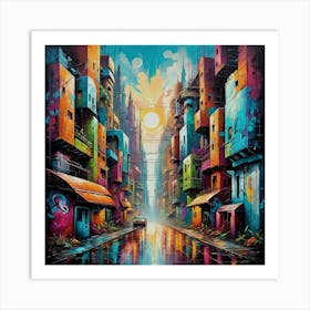 An urban city of the future in a mysterious country beyond the Equator Art Print