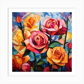 Mosaic Roses 1 Art Print