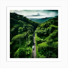 Aerial View Of A Road In The Rainforest 2 Art Print