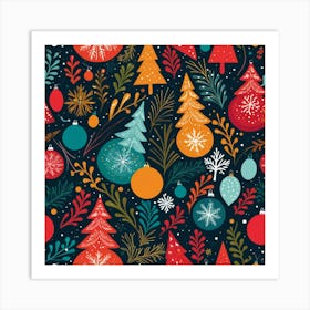 Christmas Seamless Pattern 7 Art Print