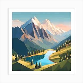 Landscape With Mountains Art Print