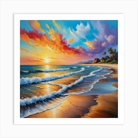 Sunset On The Beach 1 Art Print