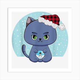 Meowy Catmas Funny Christmas Cat Snow Globe Meowdy Feline Art Print