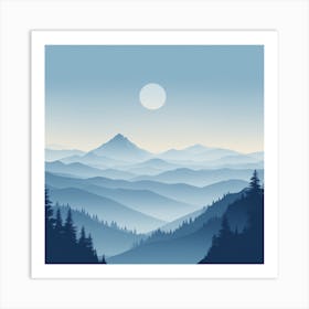 Misty mountains background in blue tone 14 Art Print