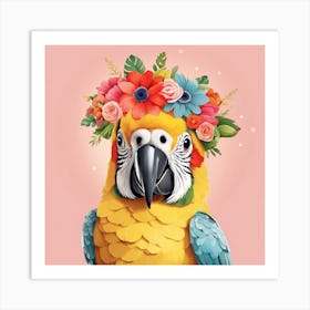 Floral Baby Parrot Nursery Illustration (47) Art Print