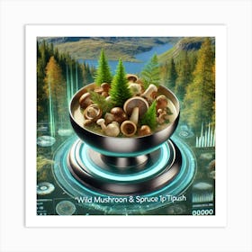 Wild Mushroom And Spruce Tip Garnish Scifi 1 Art Print