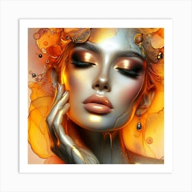 Golden Gloss Beauty Portrait Affiche