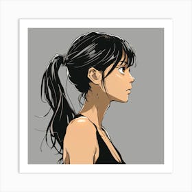 Anime Girl With Ponytail Art Print