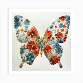 Butterfly With Flowers 8 Art Print
