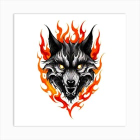 Wolf Head Tattoo 13 Art Print