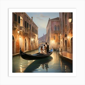 Gondola In Venice paintings art print Art Print