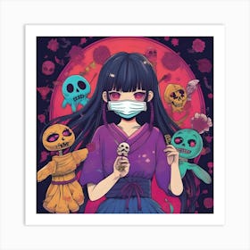 Anime Girl With A Mask Art Print