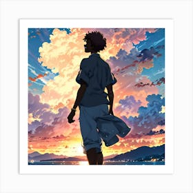 Man Standing On A Beach Art Print