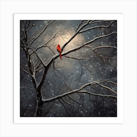 Cardinal In The Snow Art Print