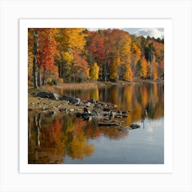 Fall Foliage On A Lake Art Print