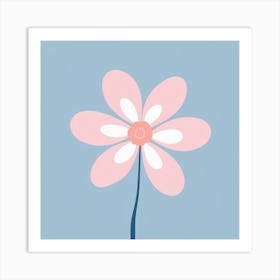 A White And Pink Flower In Minimalist Style Square Composition 167 Art Print