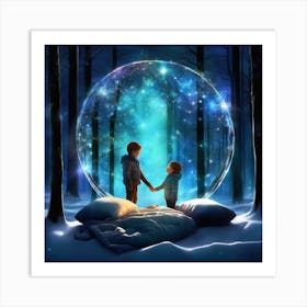 Two Children In The Snow Art Print