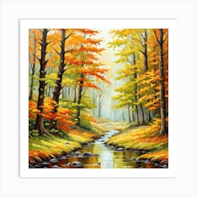 Forest In Autumn In Minimalist Style Square Composition 132 Art Print