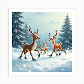 Flux Dev A Serene Winter Wonderland Scene Featuring A Group Of 1 Art Print