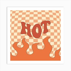 Hot Flames On Checkered Background Art Print