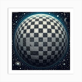 Checkered Planet In Space Stock Illustration Art Print