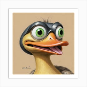 Duck With Goggles Art Print