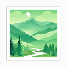 Misty mountains background in green tone 176 Art Print