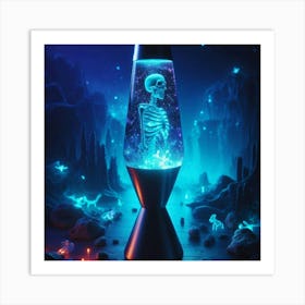 Skeleton Glowing Lamp Art Print