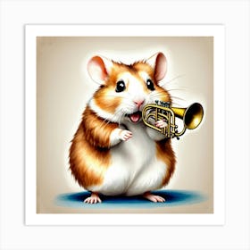 Hamster Playing Trumpet Art Print