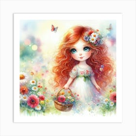 Little Girl With Flowers 9 Art Print