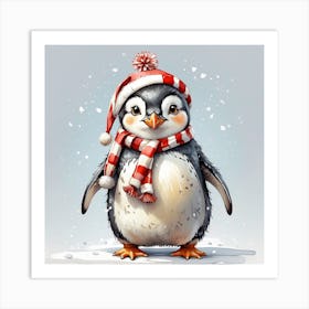 Cute Penguin In Winter Hat Art Print