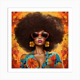 The 70s Inspired Fashion Stylish AfroArt 4 Art Print