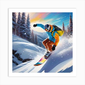 Snowboarder In The Snow 1 Art Print