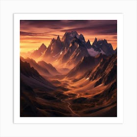 Sunset In The Mountains Art Print