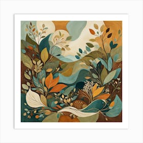 'Savannah', Floral Pattern, Abstract Piece With Organic Shapes And Earthy Colors art print Art Print